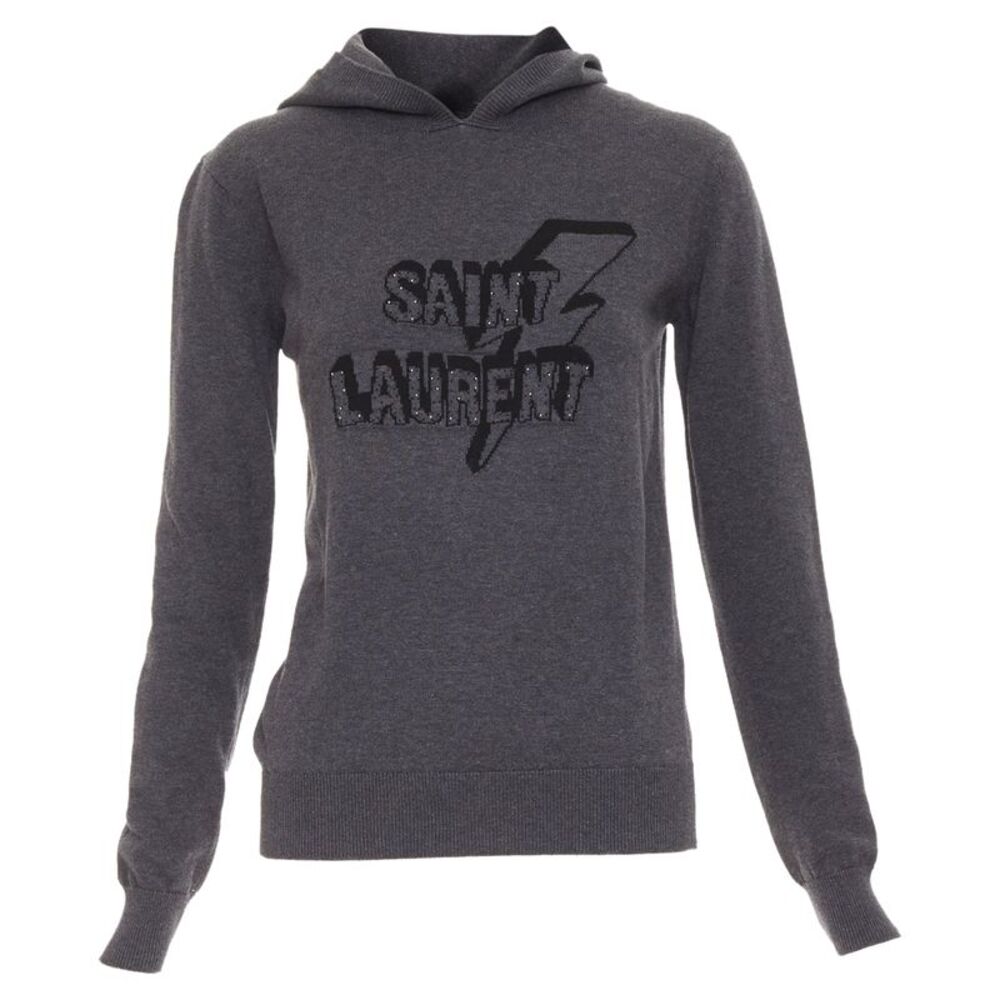 Saint Laurent lightning bolt logo stud hooded sweater